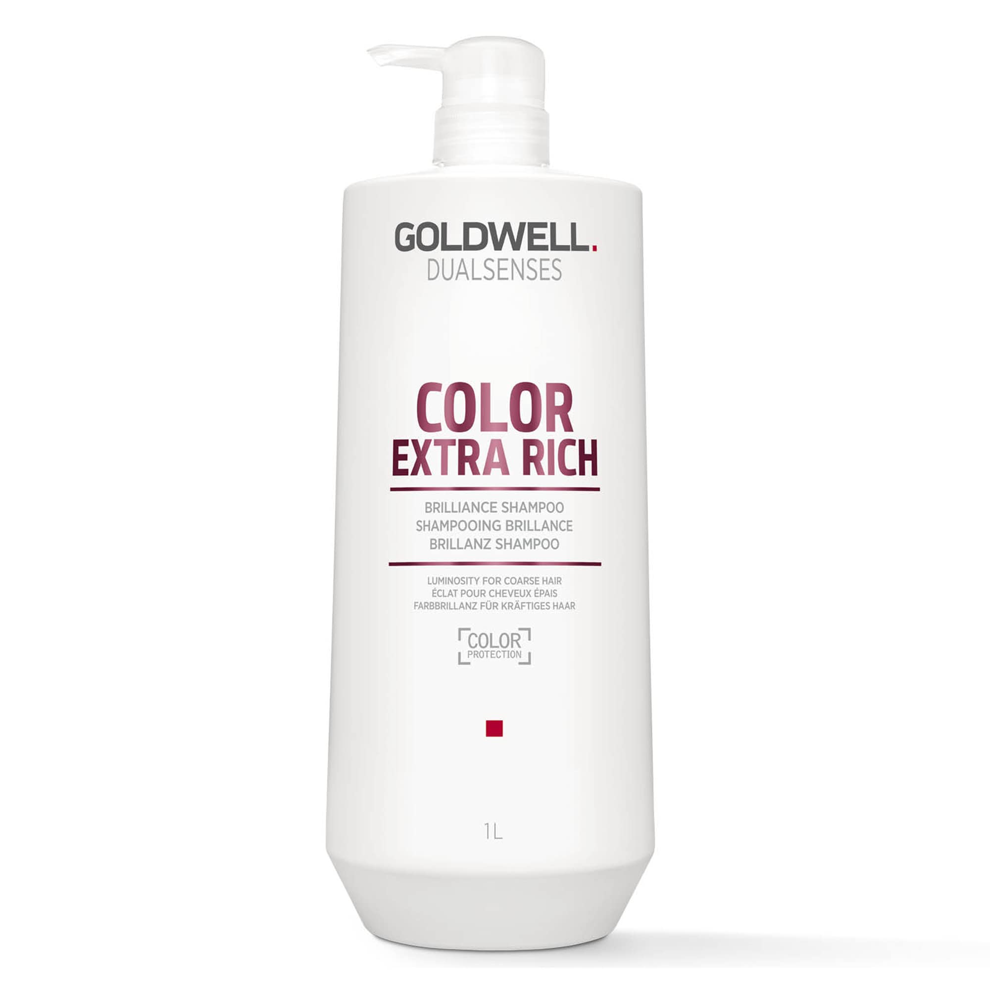 Goldwell bottle front view shows product identity and large 1L size benefit