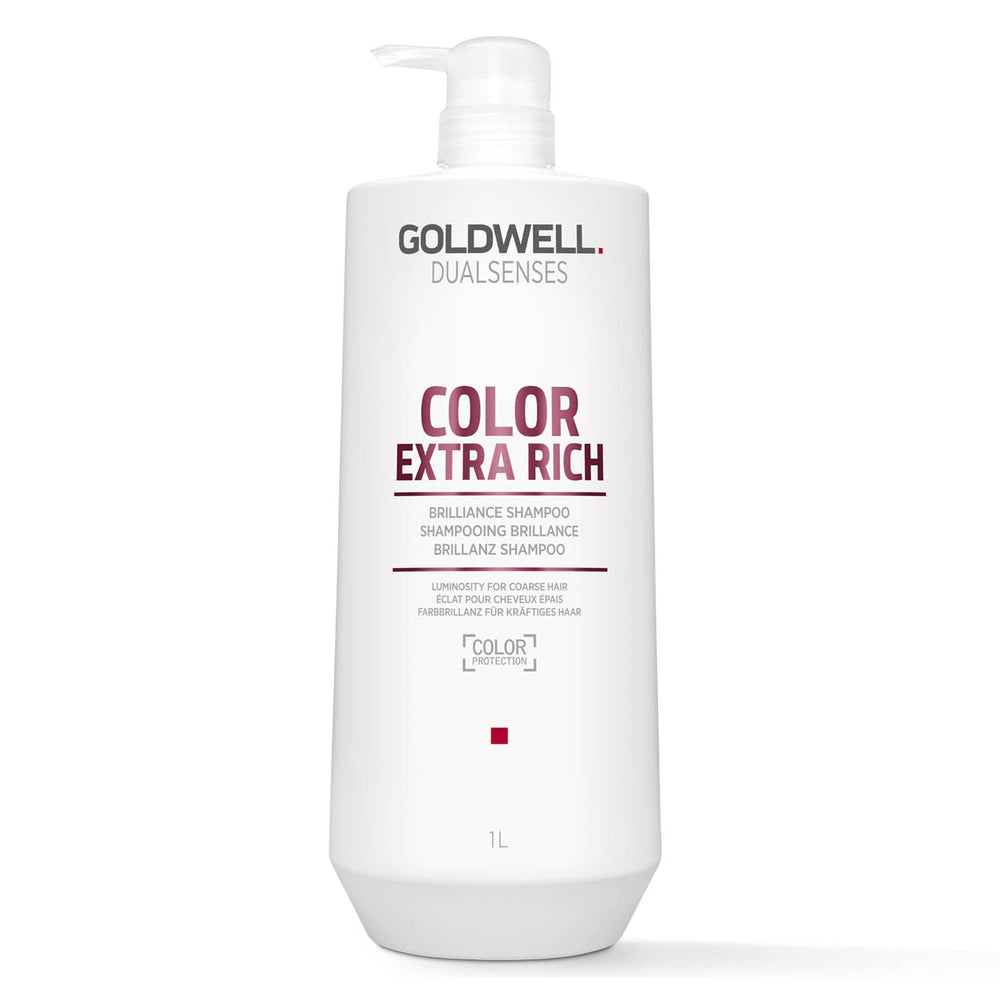 Goldwell bottle front view shows product identity and large 1L size benefit