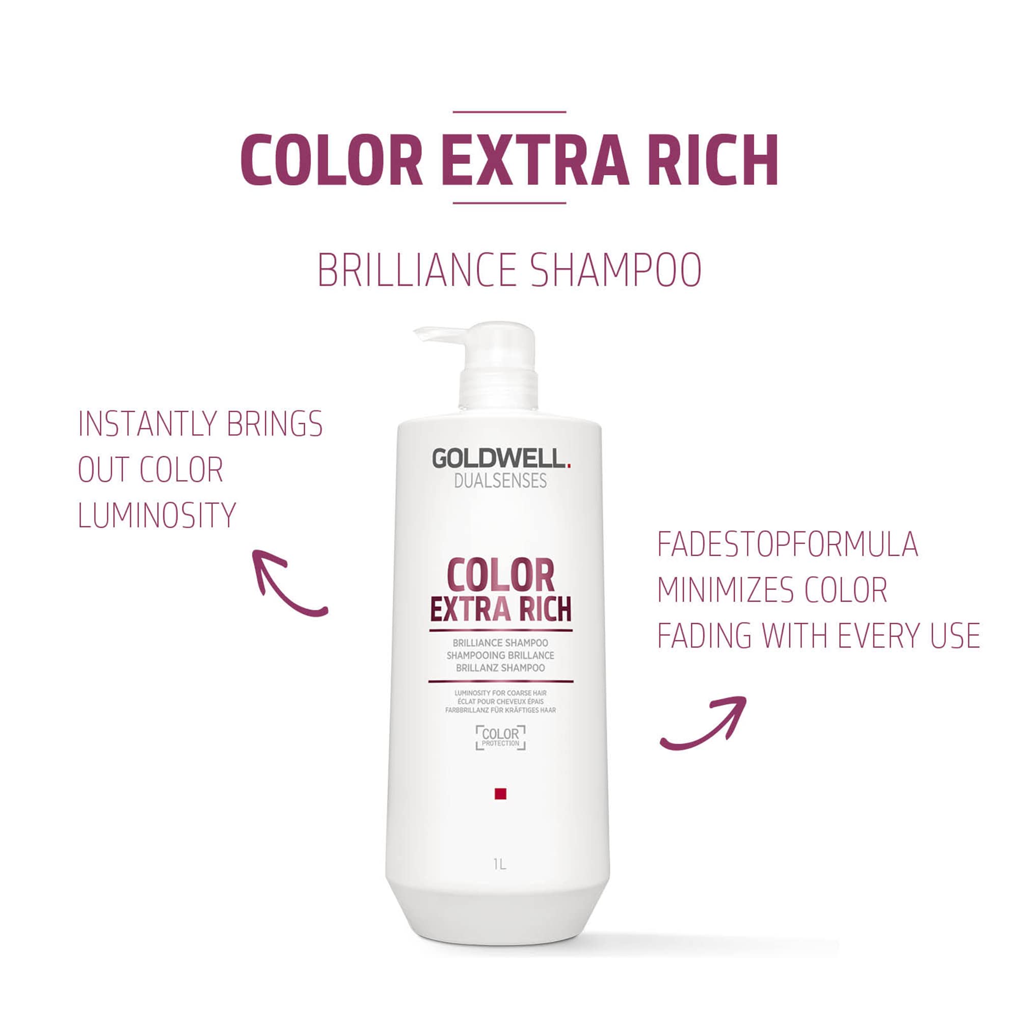 Goldwell shampoo in hands under shower shows easy application and cleansing benefit