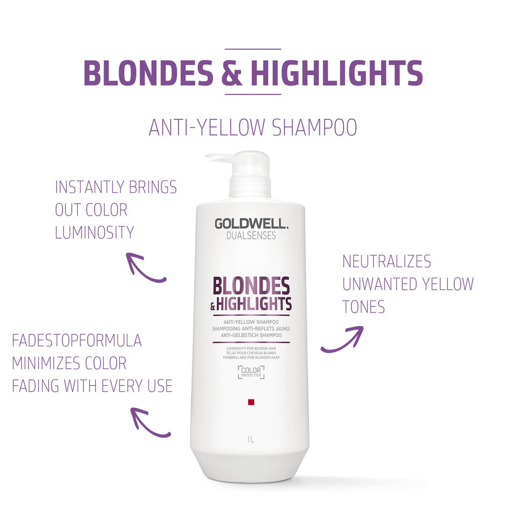 Goldwell close-up of purple shampoo texture demonstrating toning power