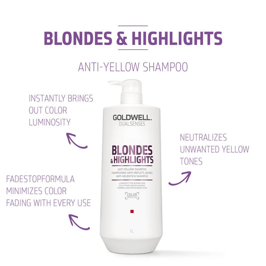 Goldwell close-up of purple shampoo texture demonstrating toning power