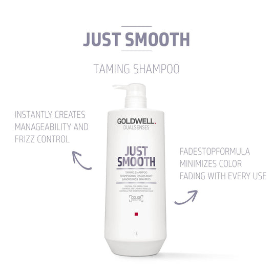 Goldwell Just Smooth back label close-up with ingredients and usage details for reassurance