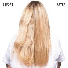 Goldwell before and after damaged hair showing restored shine