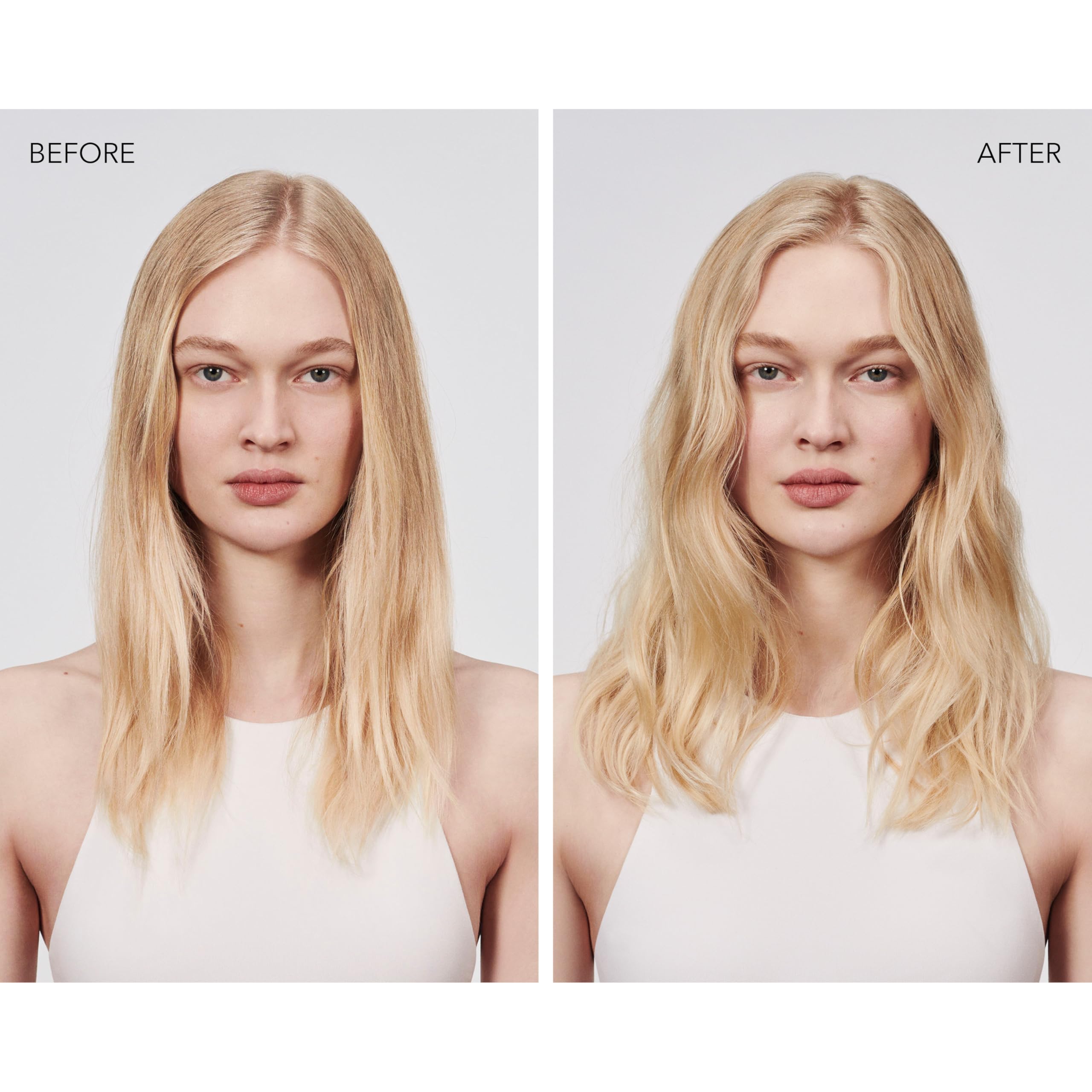 Goldwell before and after blow-dry prep demonstrating smoother finish benefit