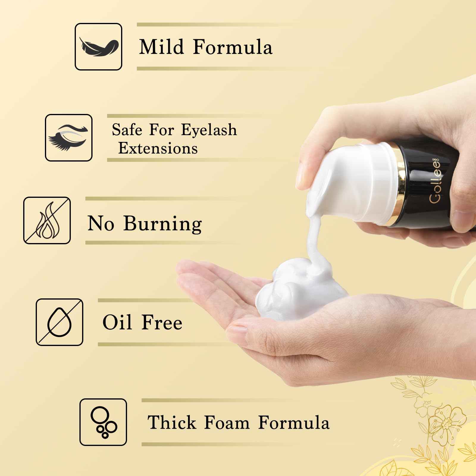 GOLLEEPRO ingredient label detail, highlights paraben and sulfate free formula