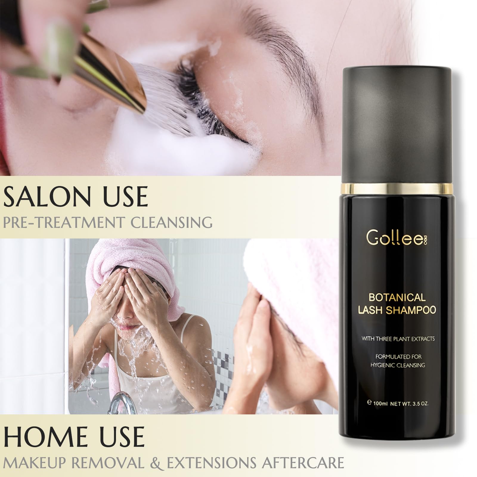 GOLLEEPRO before and after lashes cleaned, visible removal of residue