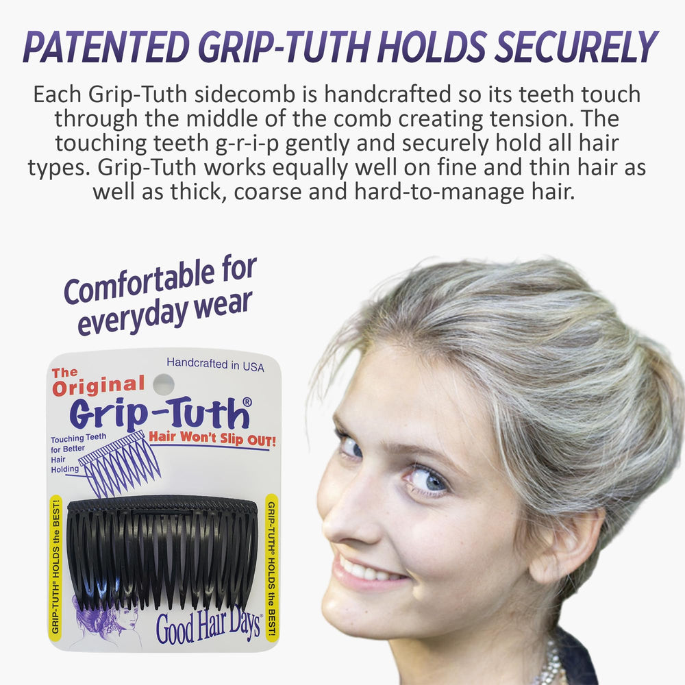 Good Hair Days close-up of comb teeth, shows flex and reliable grip benefit
