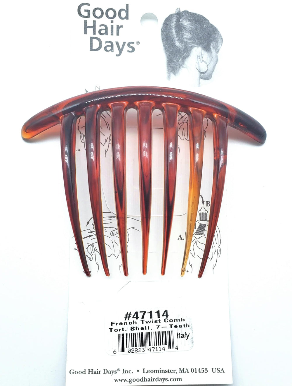 Good Hair Days comb inserted in bridal updo demonstrating stable all-day hold