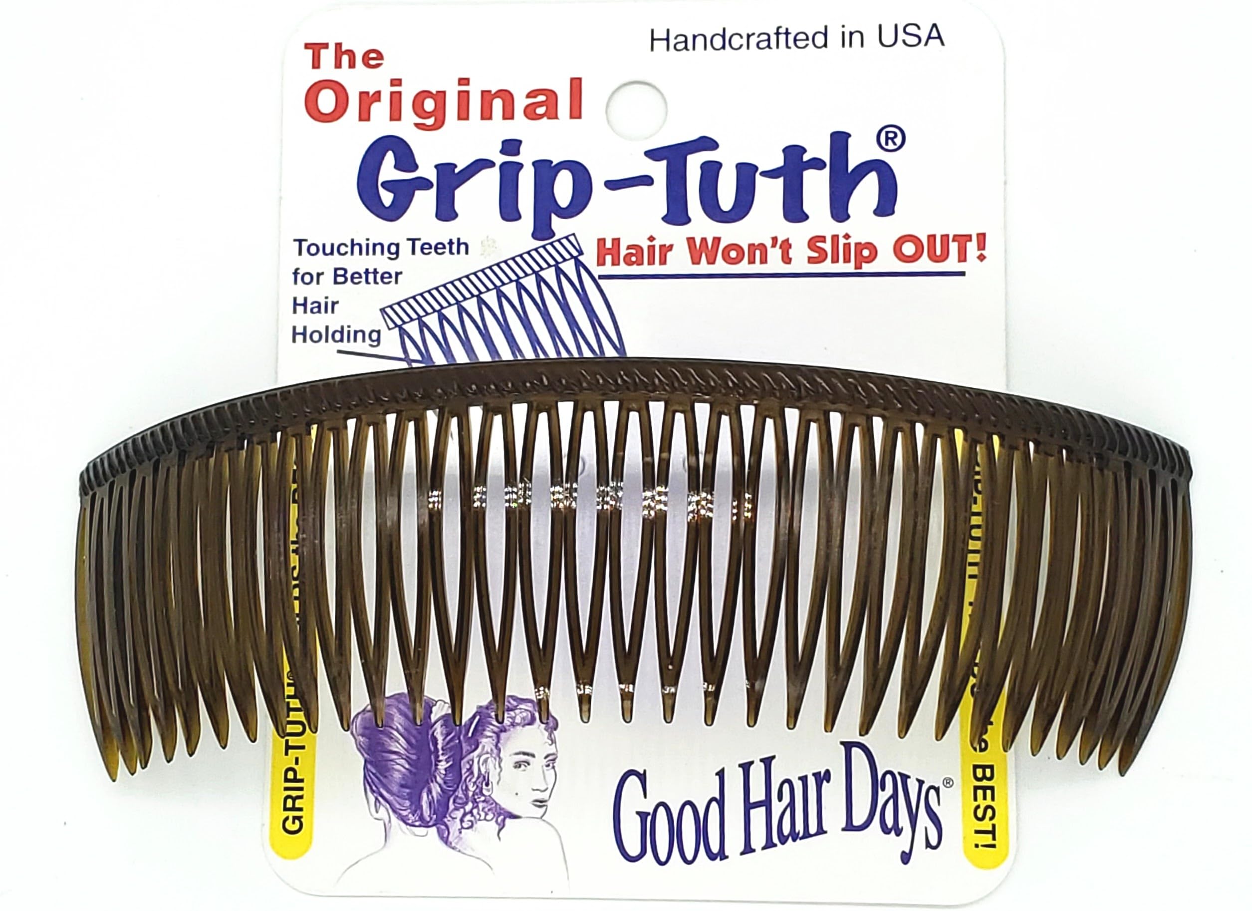 Good Hair Days front packaging showing comb and brand, highlights secure styling
