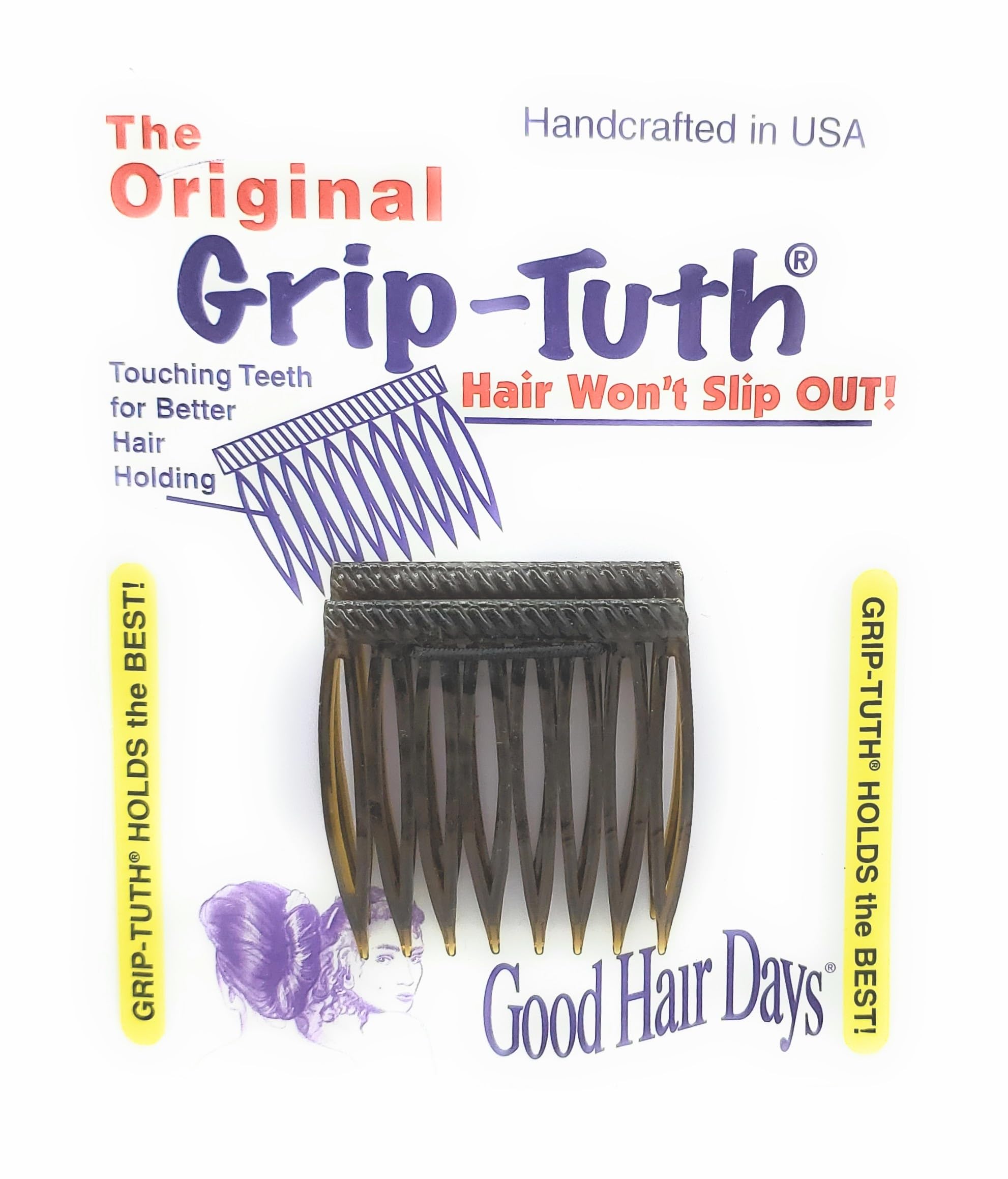 Good Hair Days close-up of interlocking teeth providing slip-resistant grip