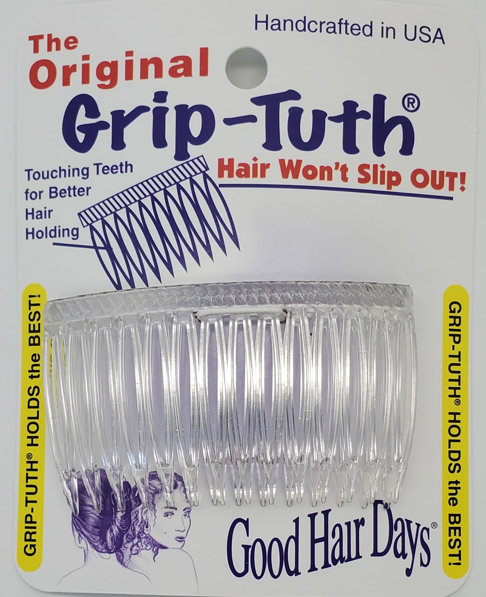 Good Hair Days crystal side combs front view showing elegant shine and secure hold