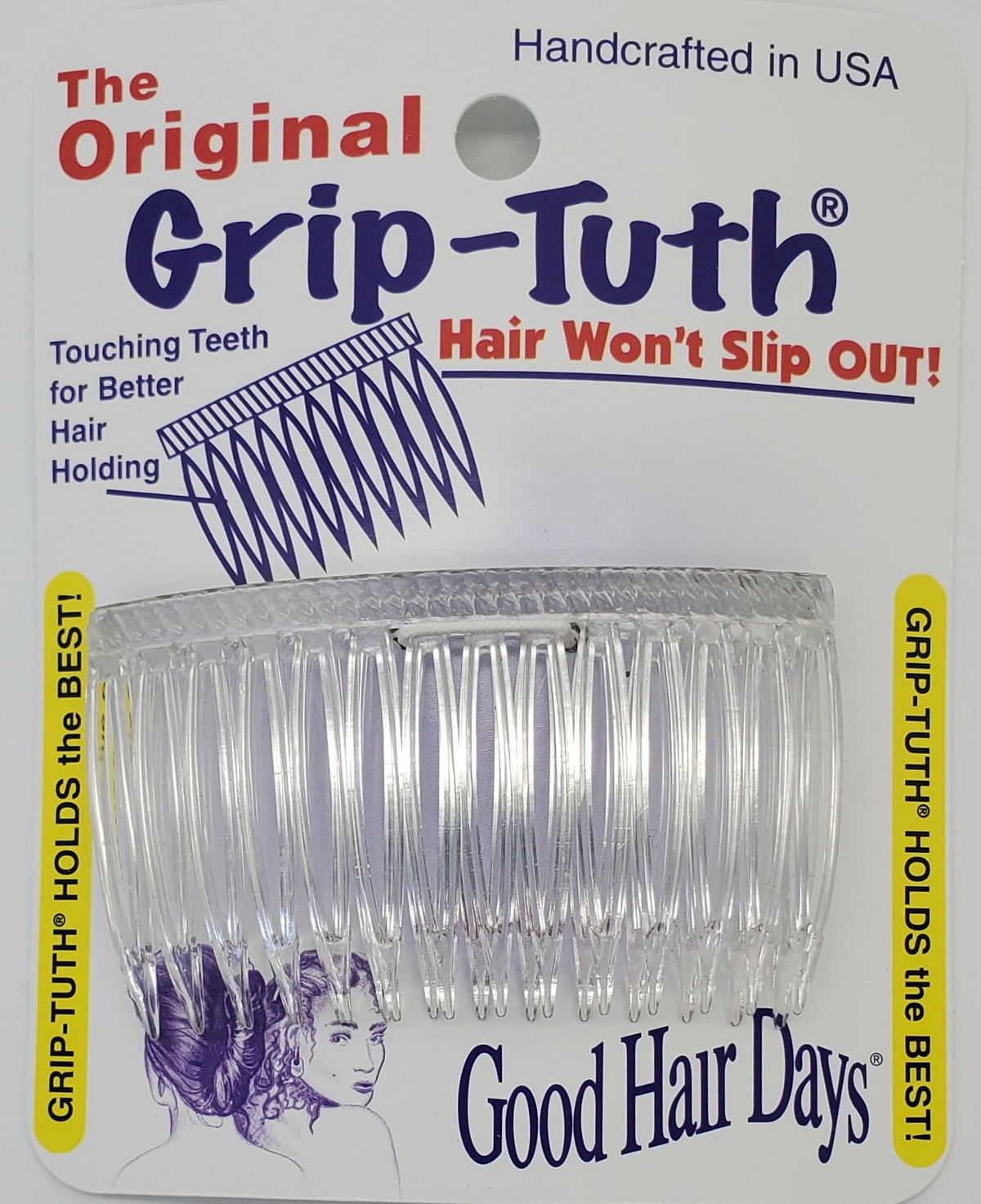 Good Hair Days crystal side combs front view showing elegant shine and secure hold