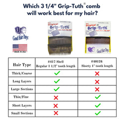 Good Hair Days sidecomb inserted in hair demonstrating held style and neat finish