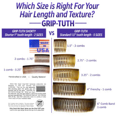 Back and label of Good Hair Days comb showing construction and product information