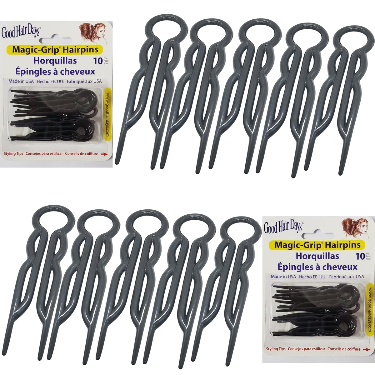 Good Hair Days front packaging showing 20 pins and compact storage benefit