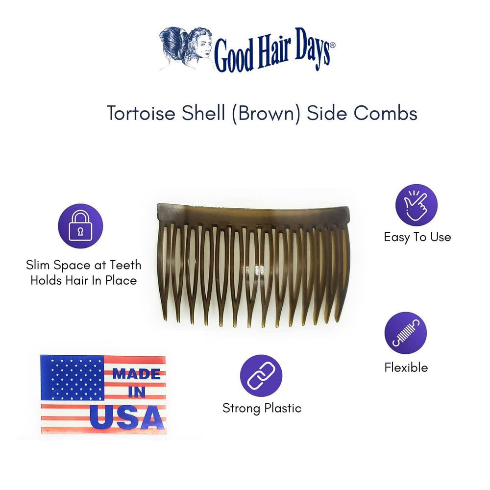 Good Hair Days comb holding side-swept hair on a model for polished look