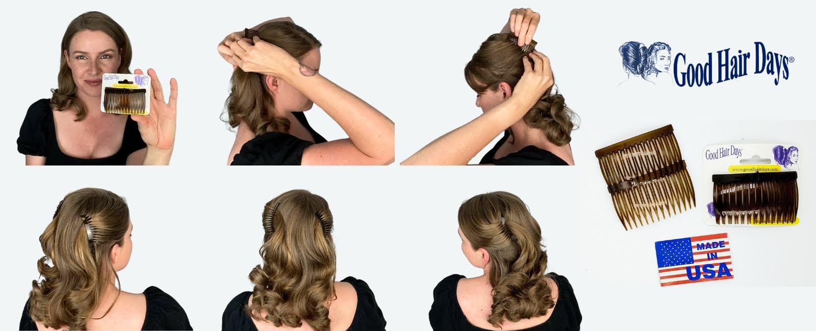 Good Hair Days six combs laid flat to show matching set convenience