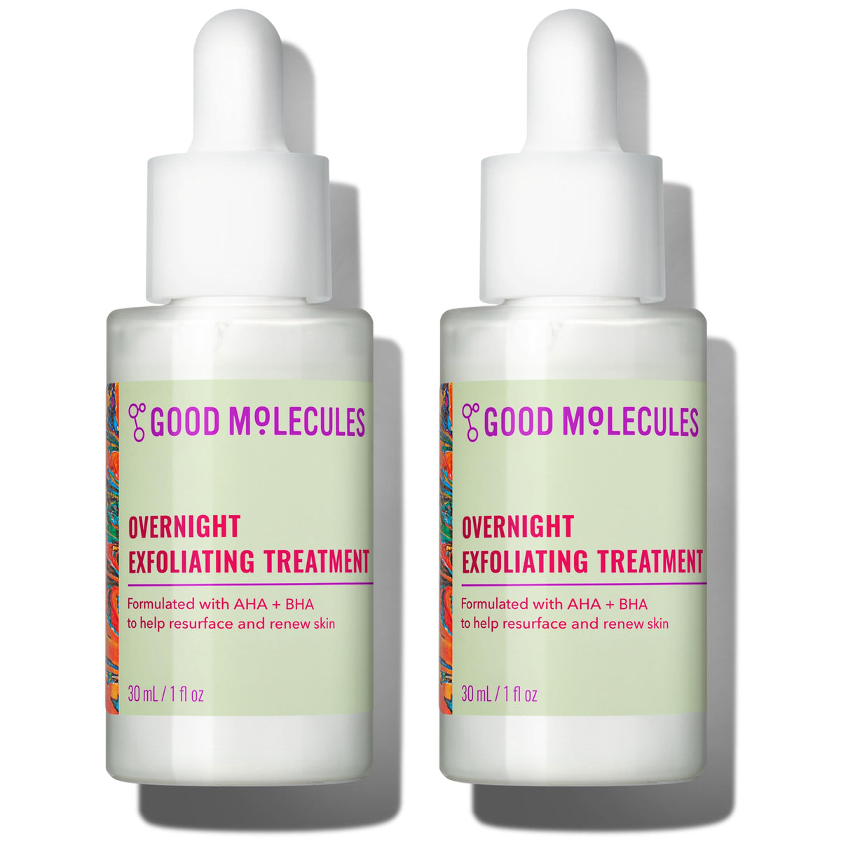 Good Molecules front packaging showing treatment bottle and readability benefit