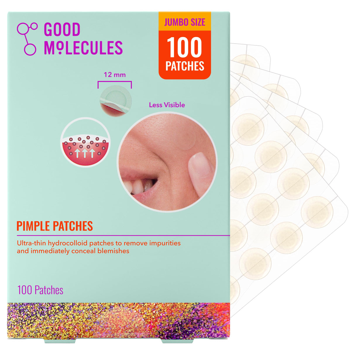 Good Molecules front packaging showing 100 patches and long-lasting supply