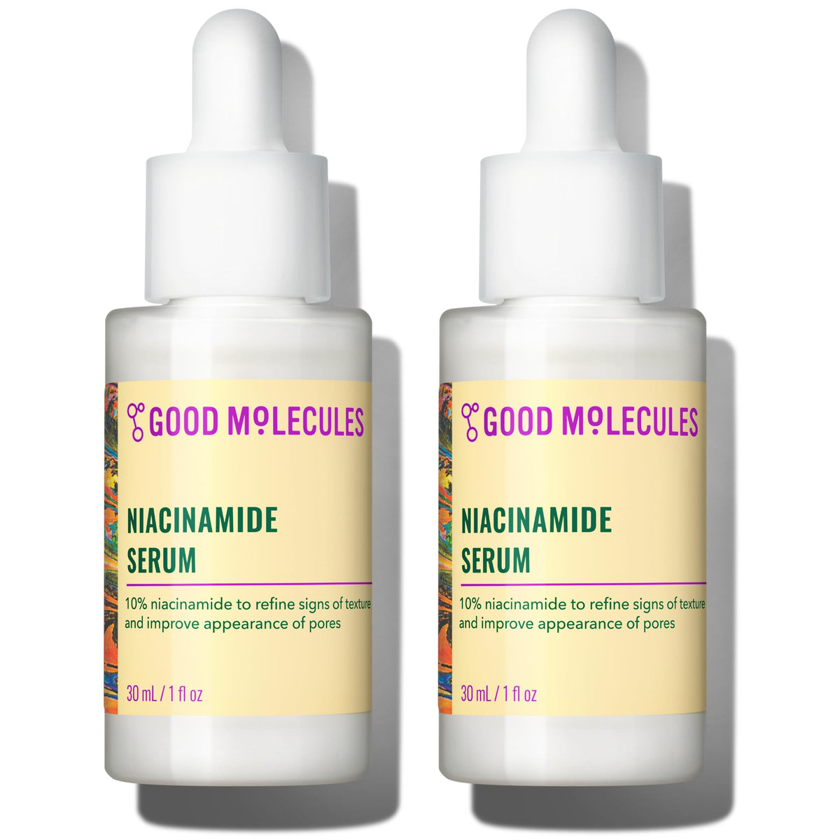 Good Molecules front packaging showing two bottles and product clarity benefit