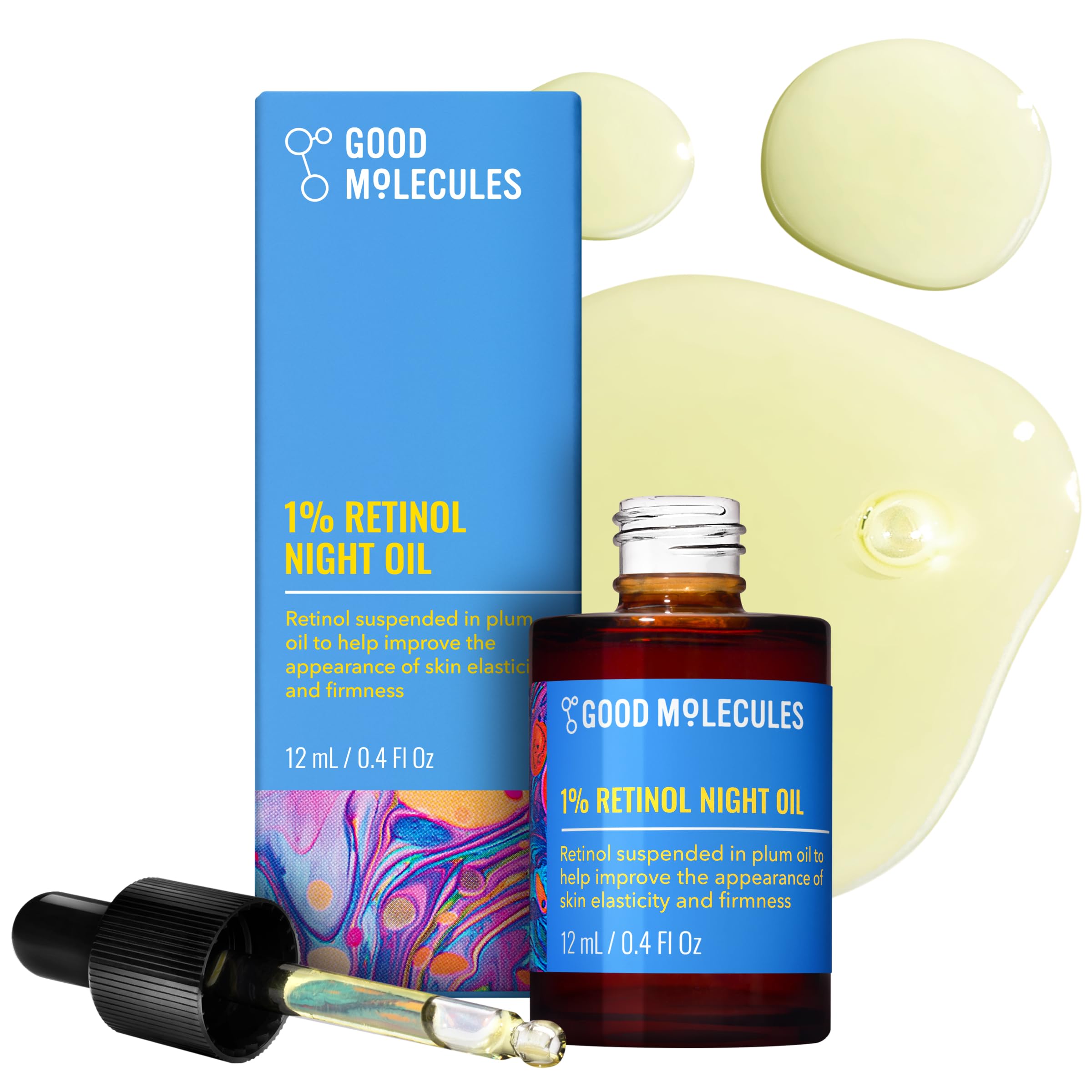 Good Molecules bottle front view showing compact night oil for travel convenience