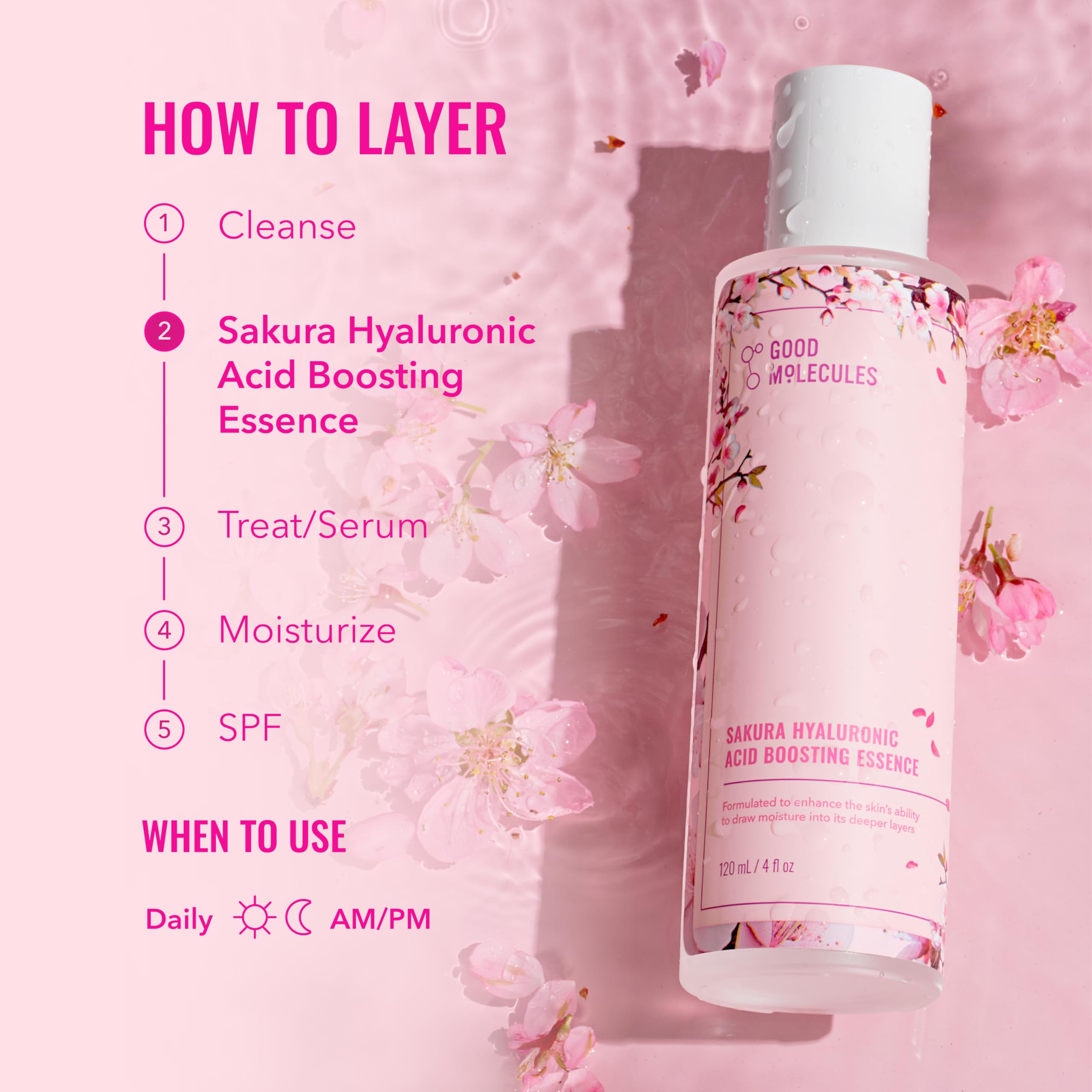 Good Molecules bottle in hand showing 120ml scale and travel-friendly size