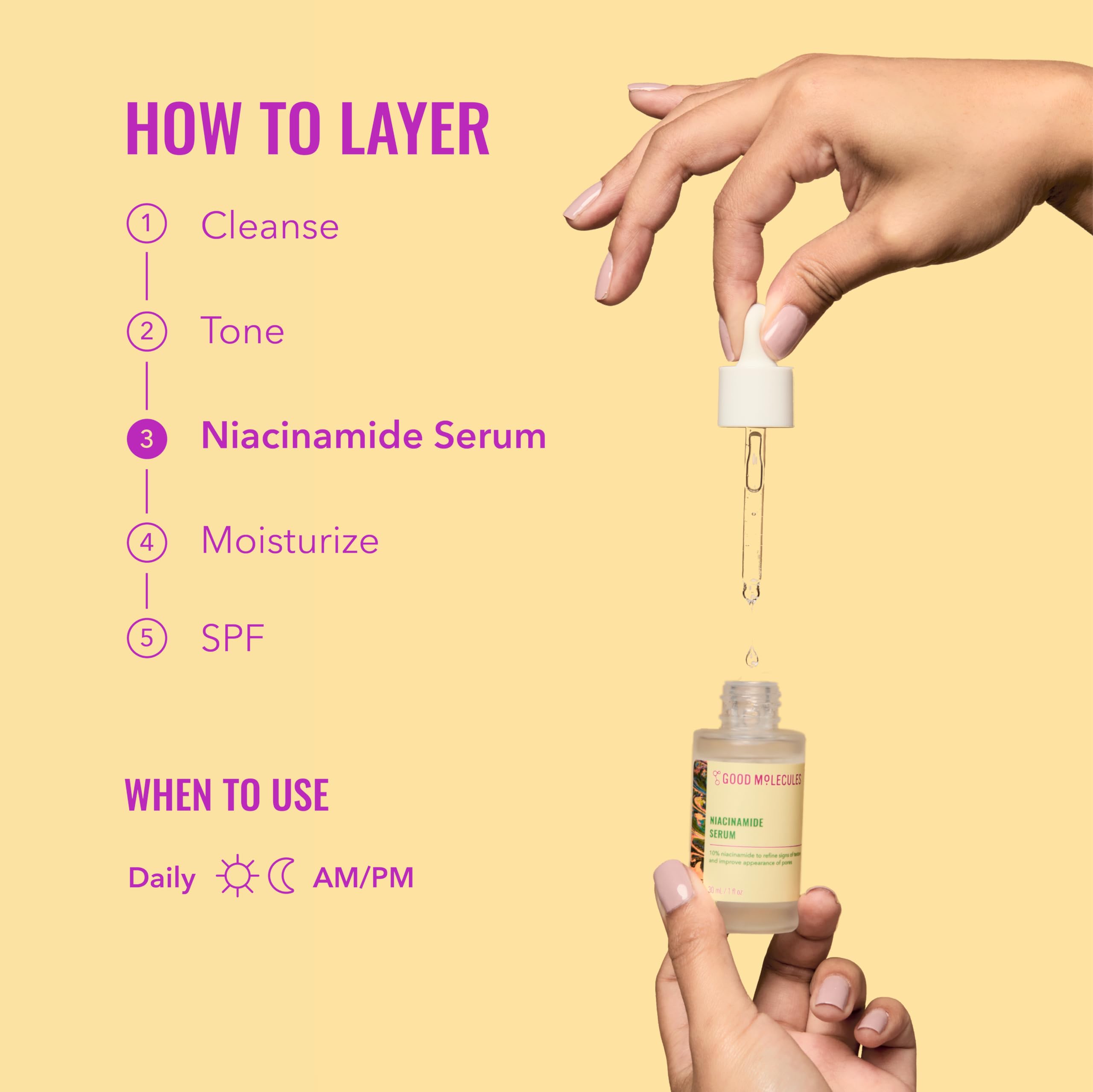 Good Molecules size comparison in hand showing travel-friendly volume benefit