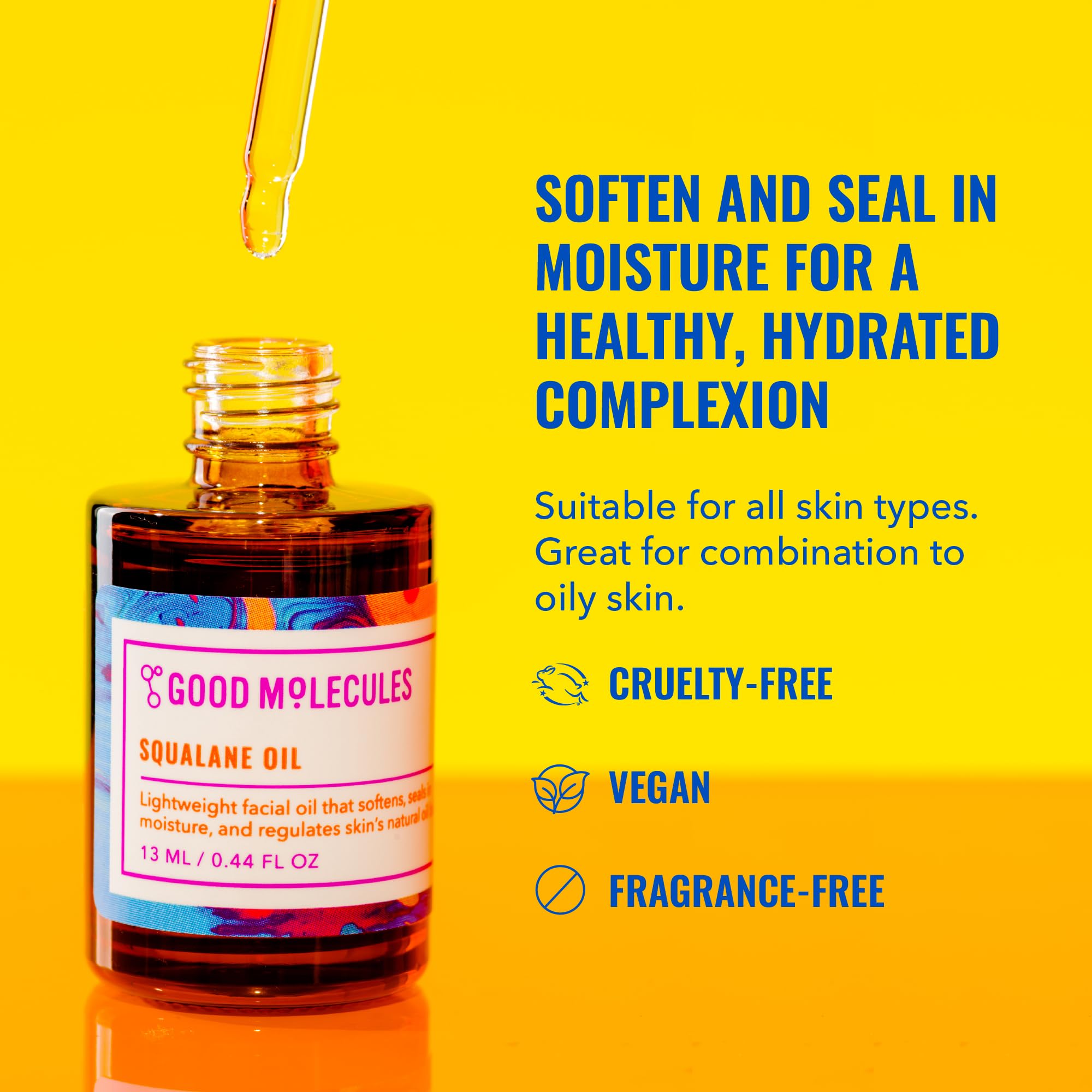 Good Molecules dropper dispensing squalane for precise, mess-free application