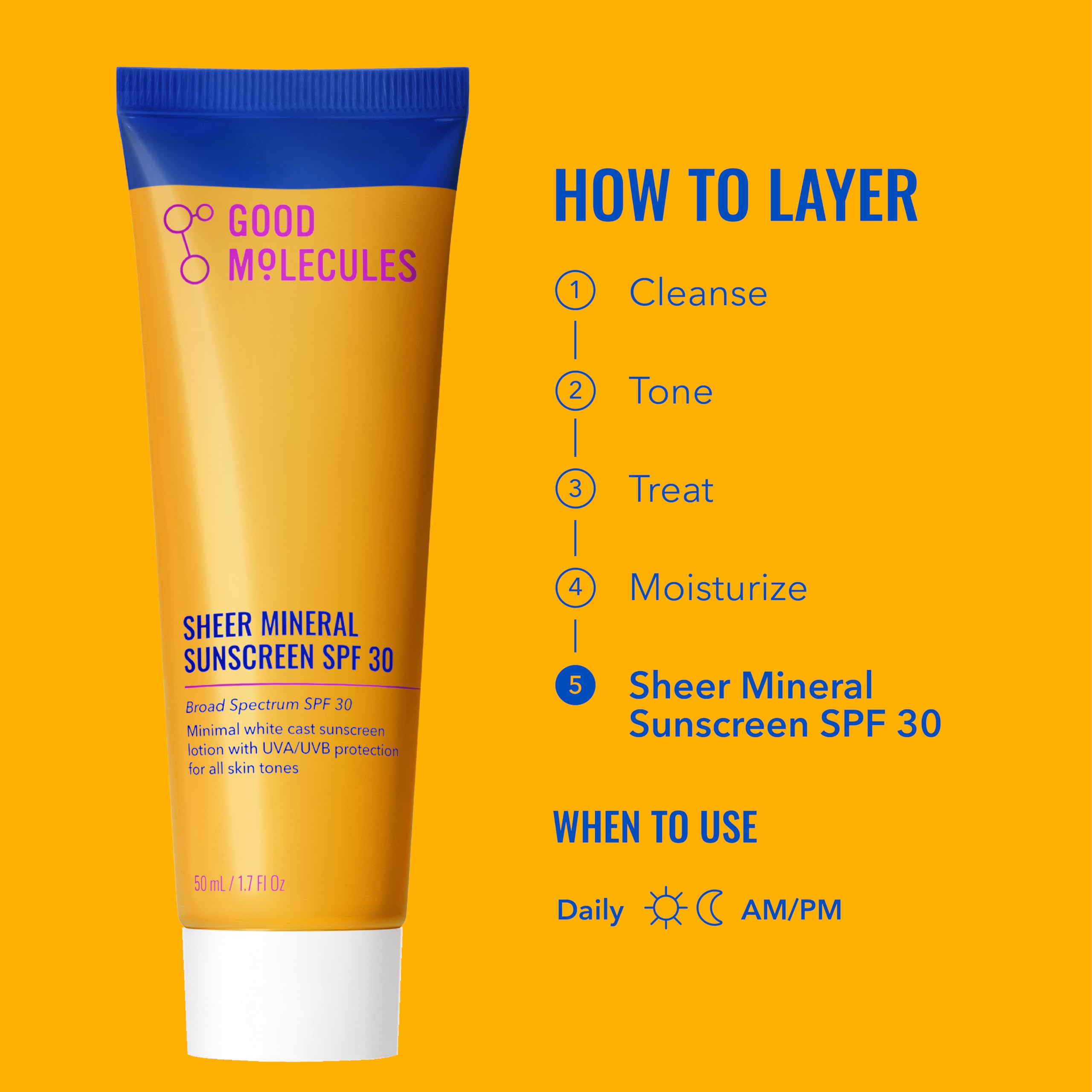 Good Molecules ingredients label close-up highlighting zinc oxide protection