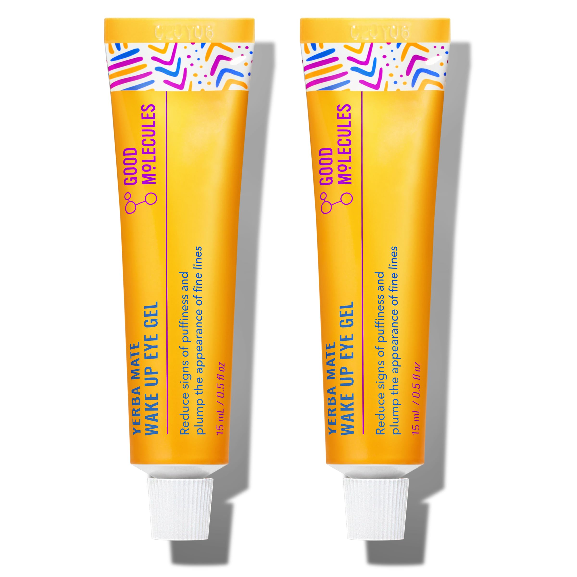 Good Molecules front packaging showing two 15 ml tubes and benefit of hydrated eyes