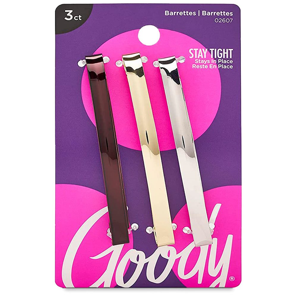 Goody barrettes front packaging showing three clips and compact convenience