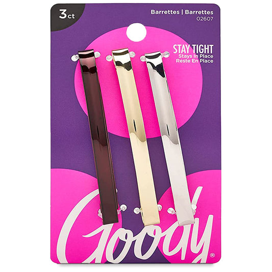 Goody barrettes front packaging showing three clips and compact convenience