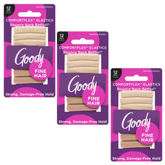 GOODY front packaging showing 12-count blonde elastics and benefits