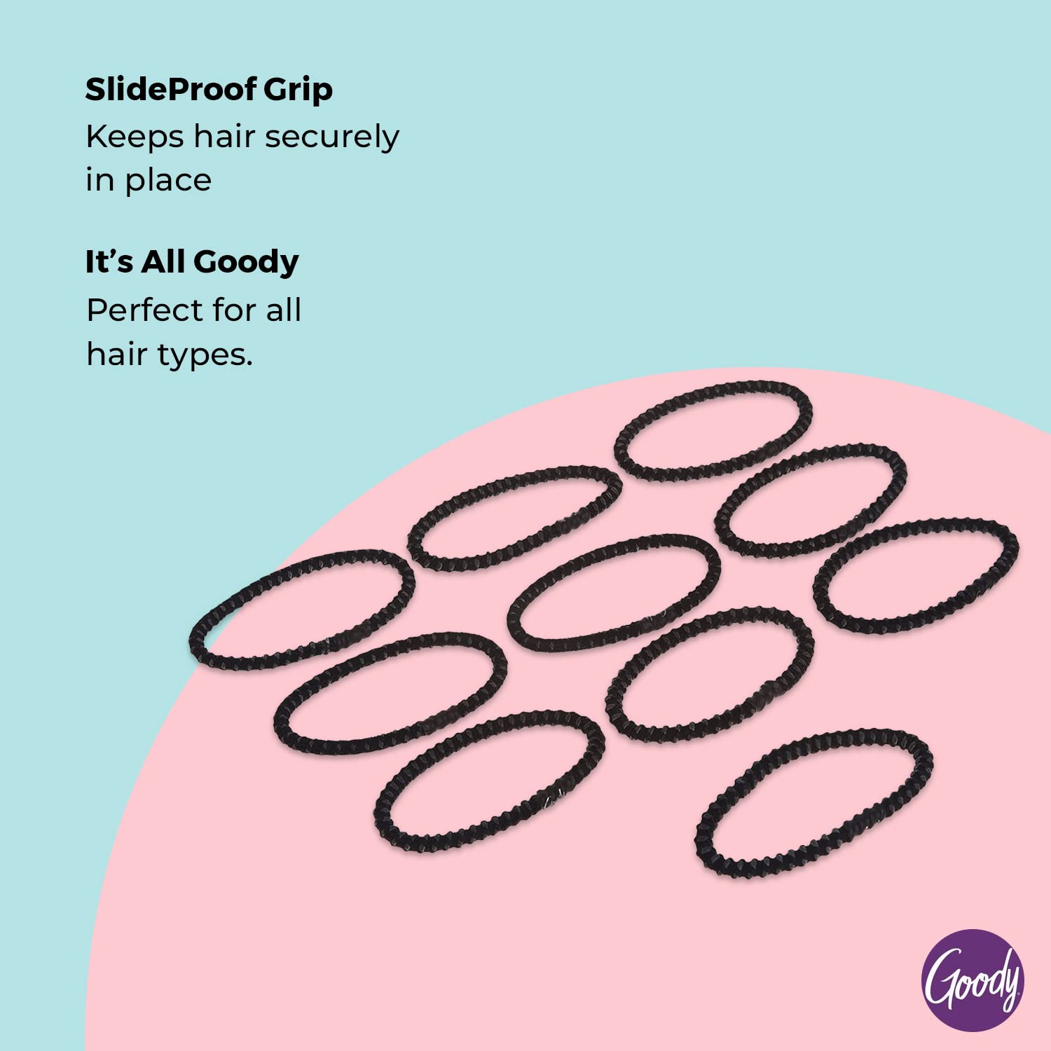 Goody elastic securing a ponytail demonstrating gentle, ouchless removal benefit