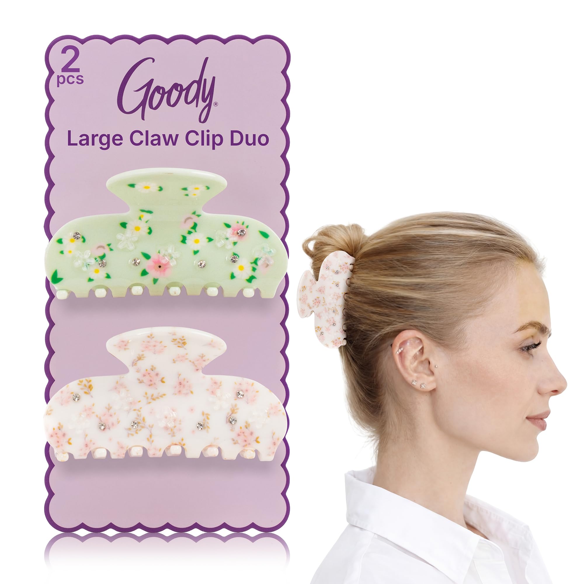 Goody floral front packaging showing designer-inspired pattern and quick styling benefit