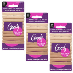 Goody front packaging ComfortFlex blonde elastics showing count and benefits