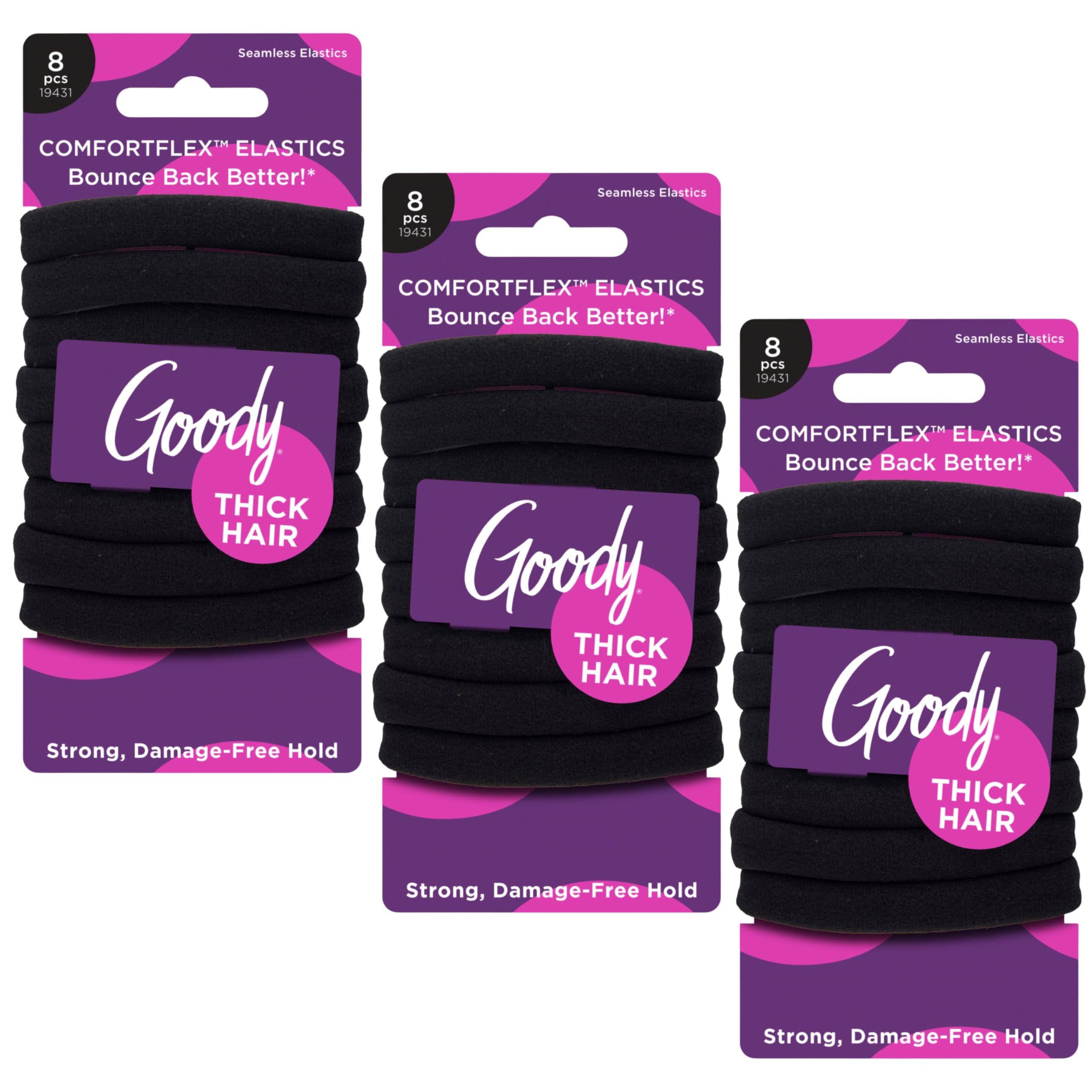 GOODY front packaging showing black ComfortFlex elastics and pack quantity for convenience