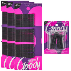 Goody front packaging showing 255-piece black bobby pin kit and magnetic holder for convenience