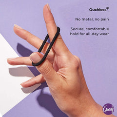 Goody hair tie holding a medium ponytail comfortably during activity