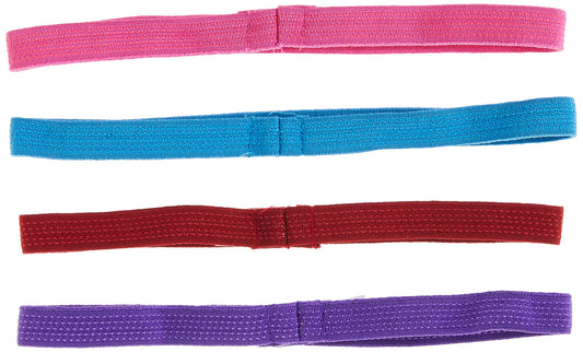 GOODY close-up of assorted pink purple red blue bands showing silicone texture benefit grip