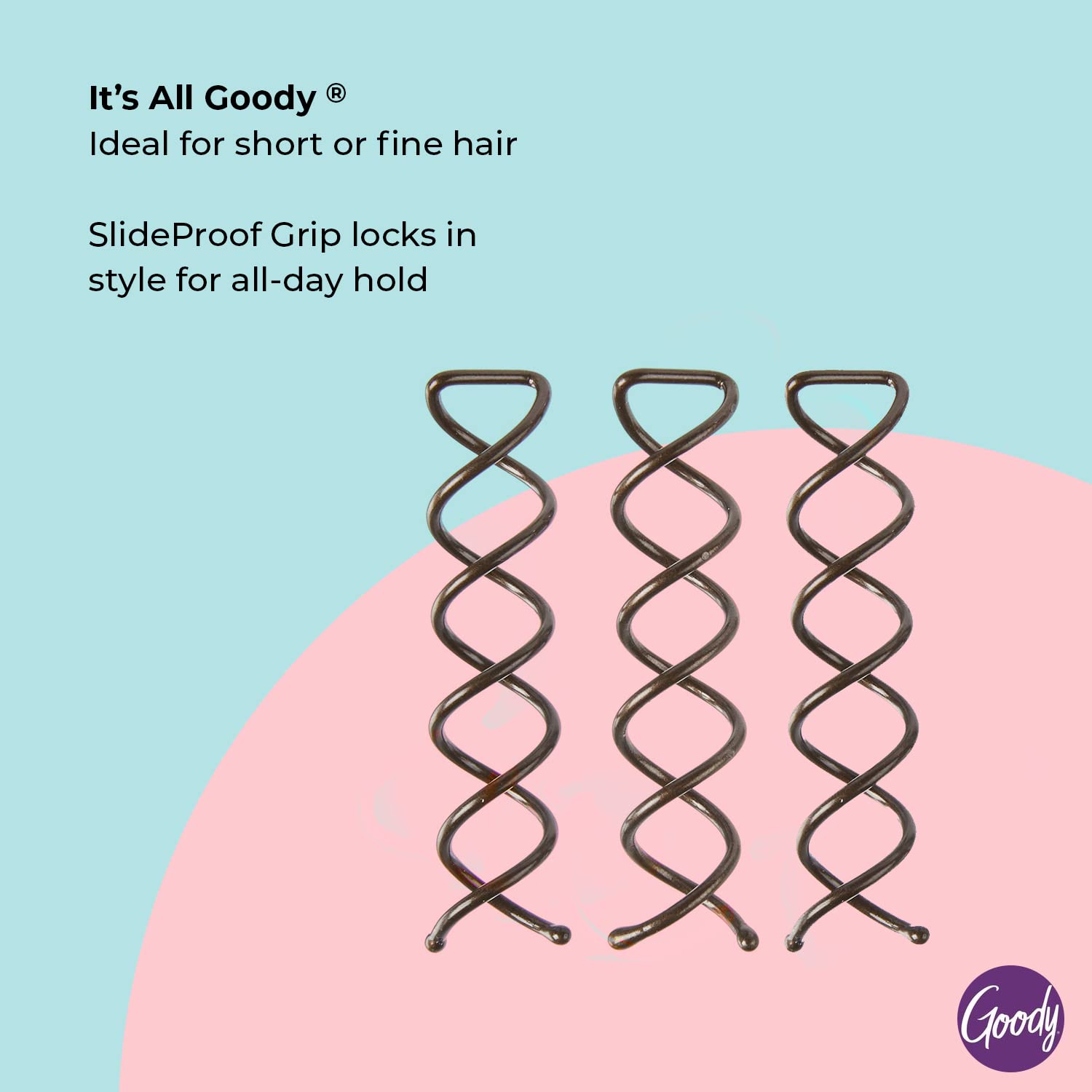 Goody pins securing a bun in hair for easy all-day comfort