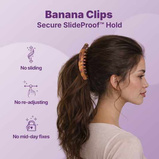 GOODY black banana clip profile demonstrating sleek finish and secure everyday hold