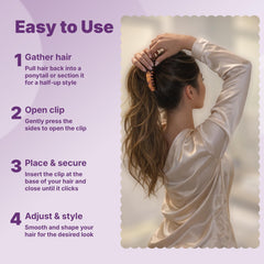 GOODY on model creating half-up style for quick polished appearance