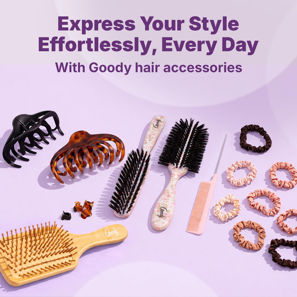 goody scrunchie worn with casual outfit in lifestyle shot benefit: stylish everyday use
