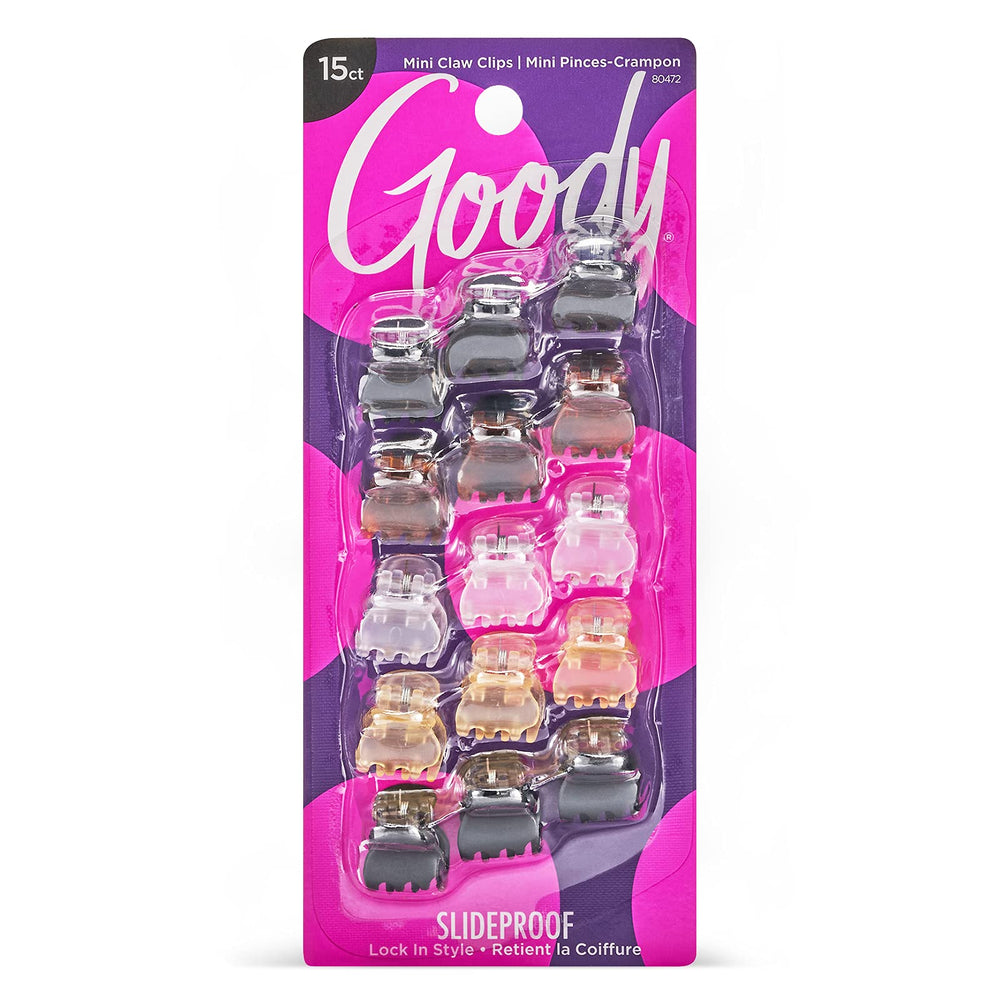 Goody mini claw front packaging showing 15-count assorted neutrals and convenience