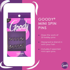 Close-up of Goody spiral spin pin detail showing the corkscrew grip for better hold