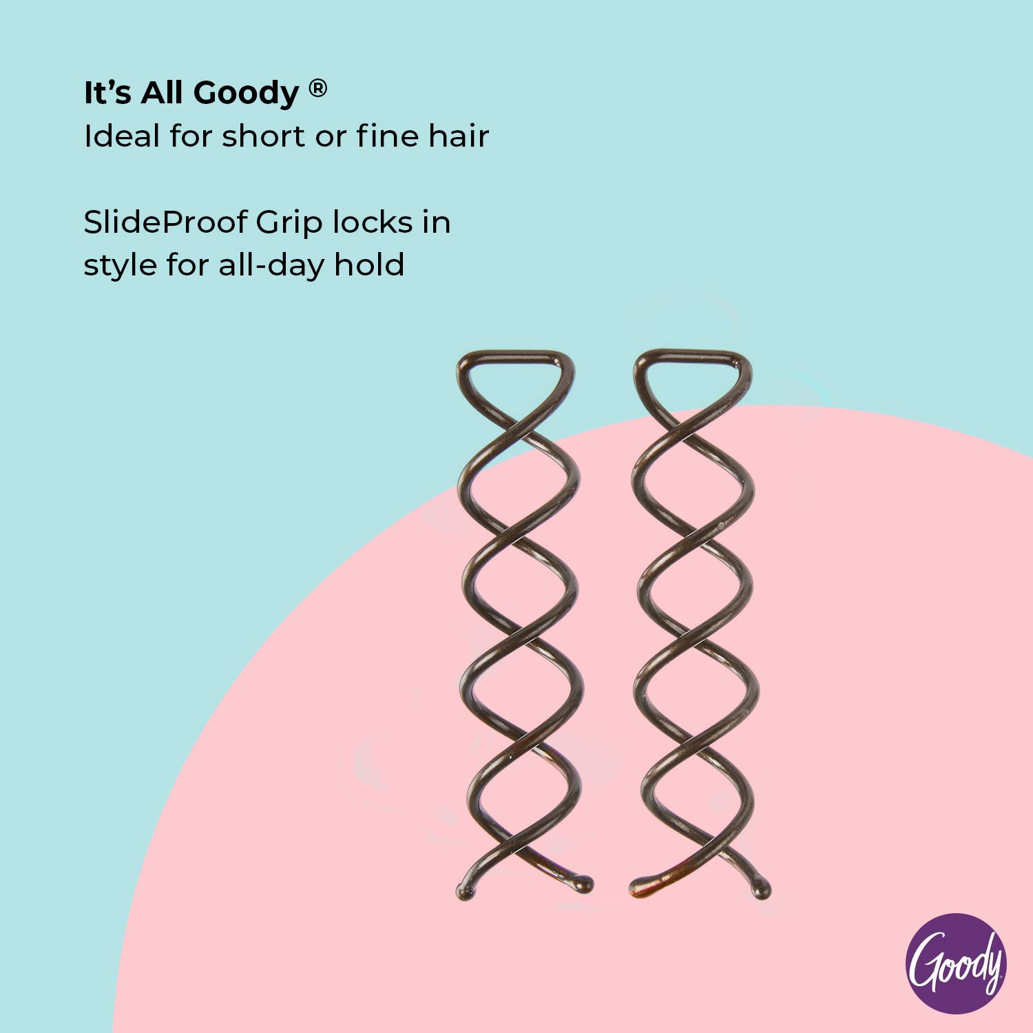 Goody mini spin pin securing a top knot for a polished, pain-free updo