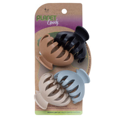GOODY front packaging showing four neutral claw clips and sustainable branding benefit