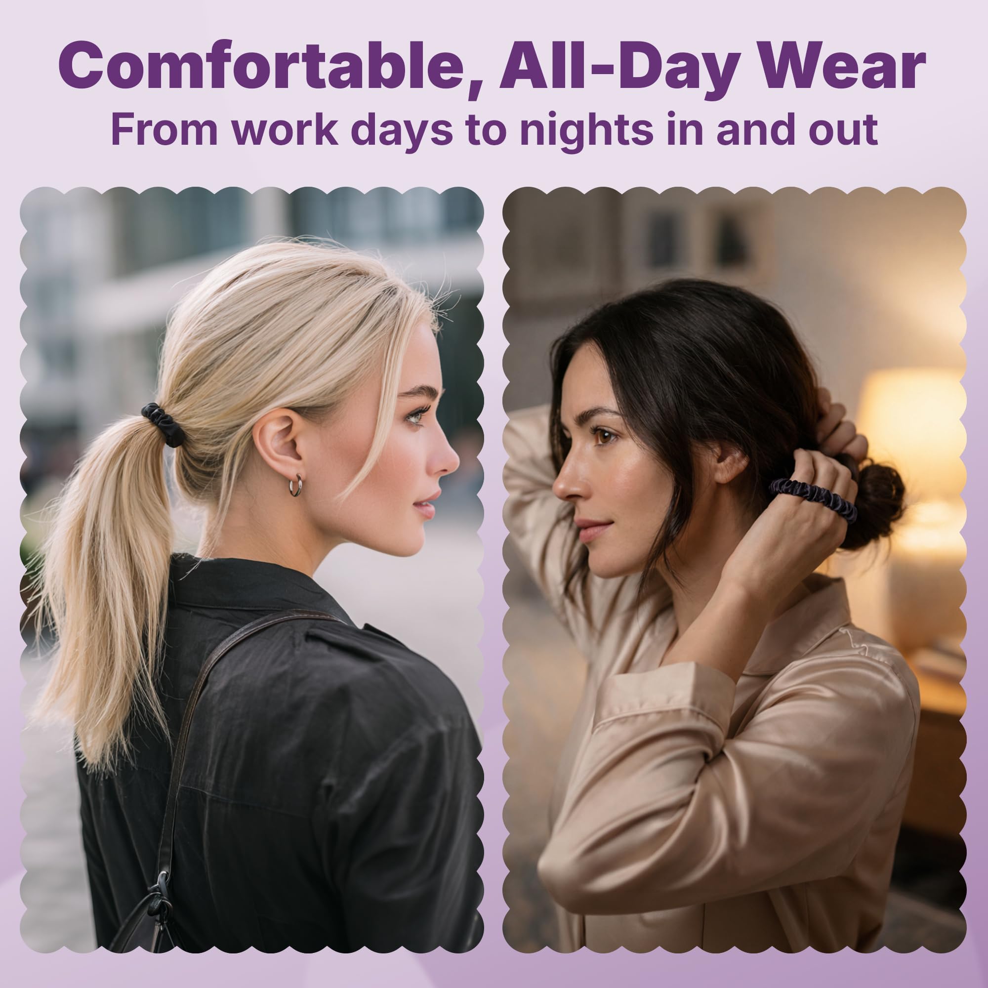 Goody scrunchie holding a ponytail demonstrating secure, gentle hold during activity