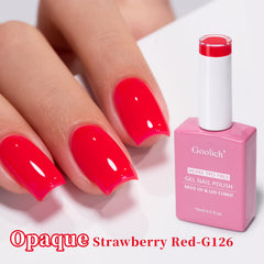 Goolich color swatches on a nail wheel illustrating true neon red shade